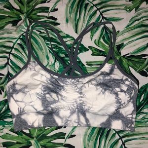 Grey & White Marbled Sports Bra, small.